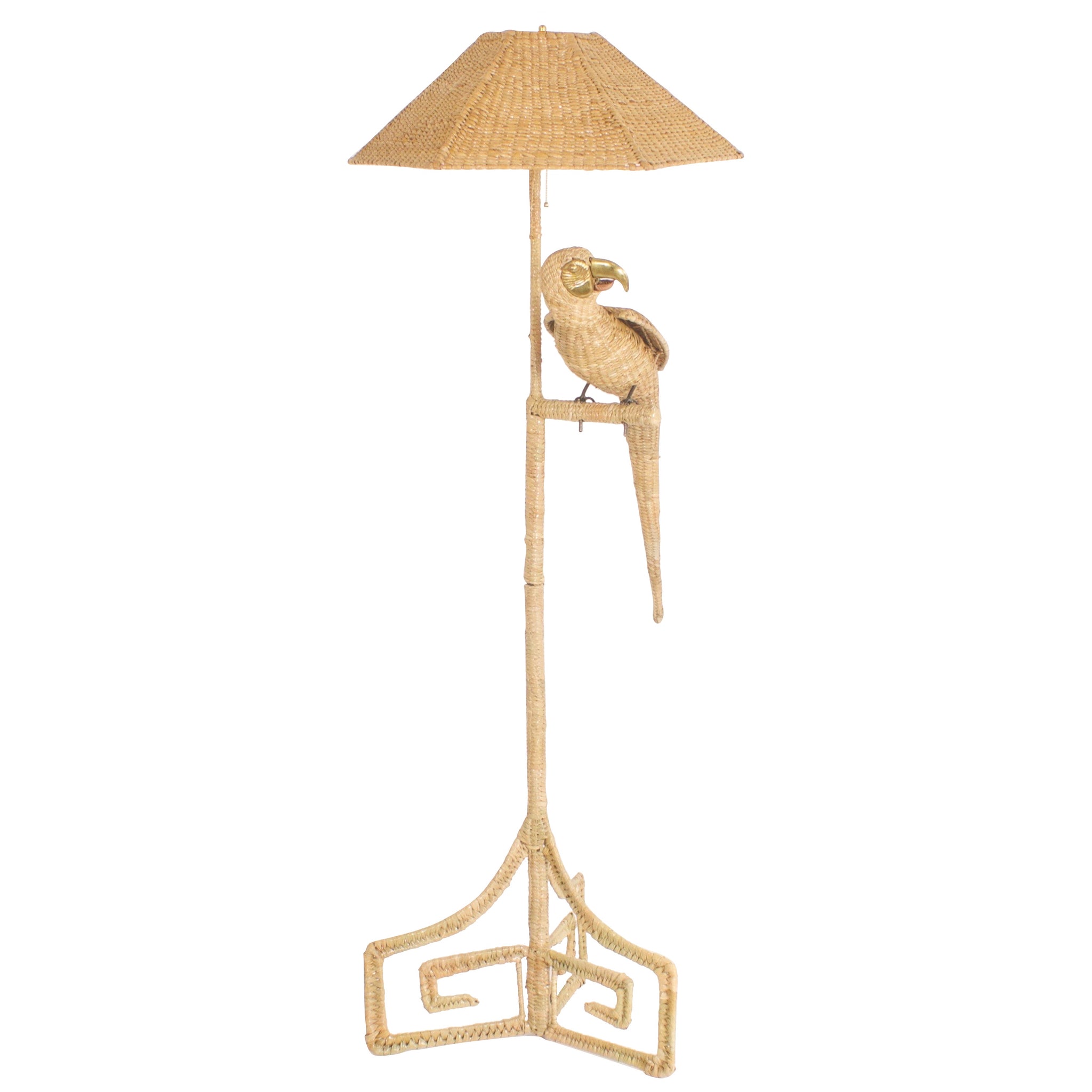 CONTEMPORARY MARIO LOPEZ TORRES WOVEN RATTAN MACAW FLOOR LAMP