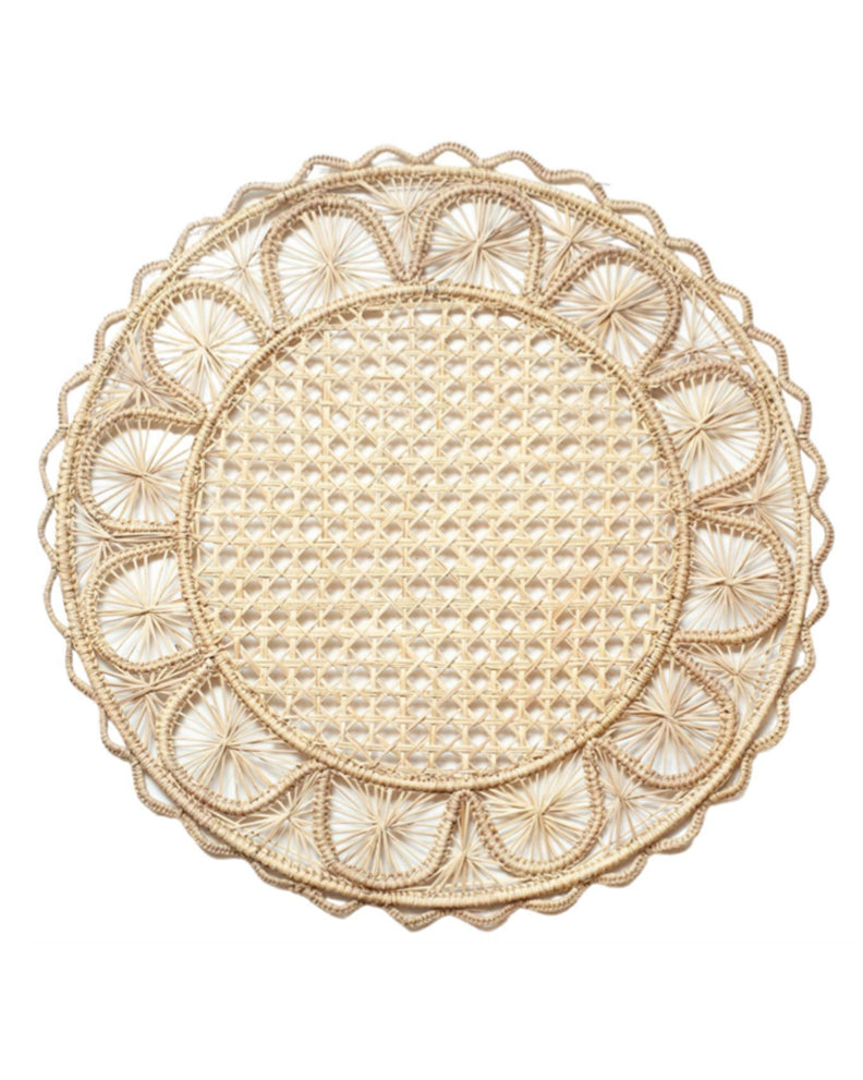 CONTEMPORARY SET OF 12 NATURAL RATTAN HANDWOVEN PLACEMATS