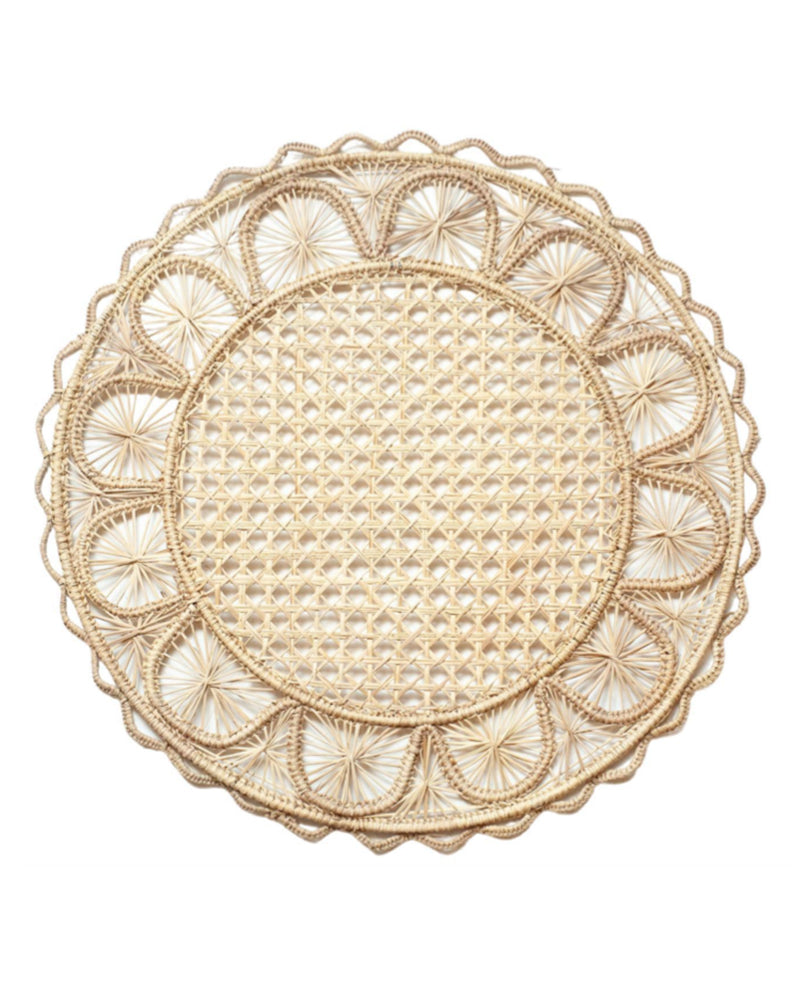 CONTEMPORARY SET OF 6 NATURAL RATTAN HANDWOVEN PLACEMATS
