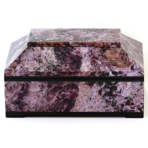 CONTEMPORARY PURPLE CHAROITE BOX WITH HINGED LID