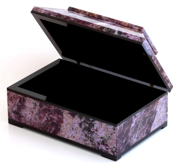 CONTEMPORARY PURPLE CHAROITE BOX WITH HINGED LID