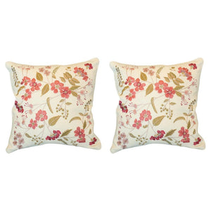 PAIR OF EMBROIDERED PILLOW ON CRÈME TASSIA SILK