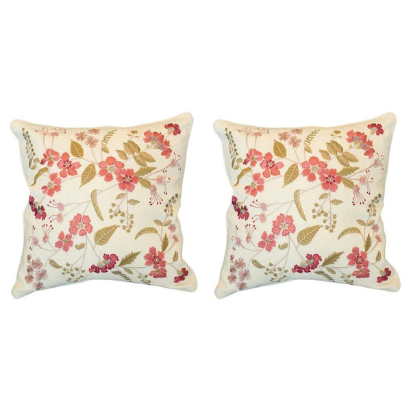 PAIR OF EMBROIDERED PILLOW ON CRÈME TASSIA SILK