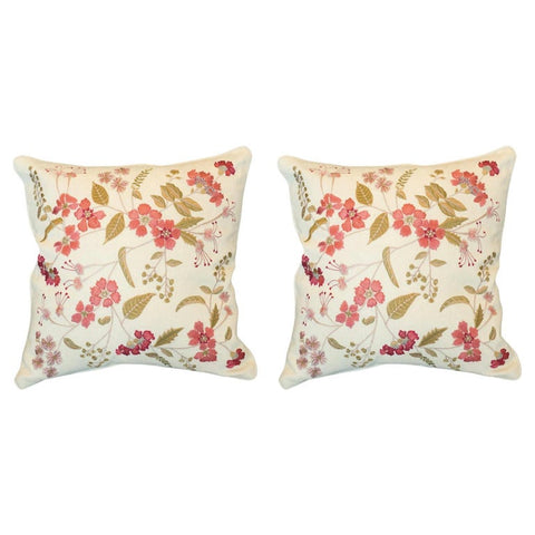 PAIR OF EMBROIDERED PILLOW ON CRÈME TASSIA SILK