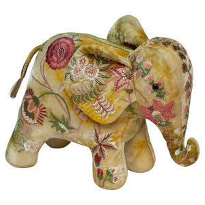 EMBROIDERED ELEPHANT IN MADAME BOVARY SHADED MINT VELVET