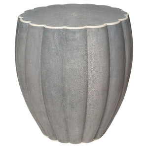 CONTEMPORARY BLUE SHAGREEN PETAL DRUM SIDE TABLE