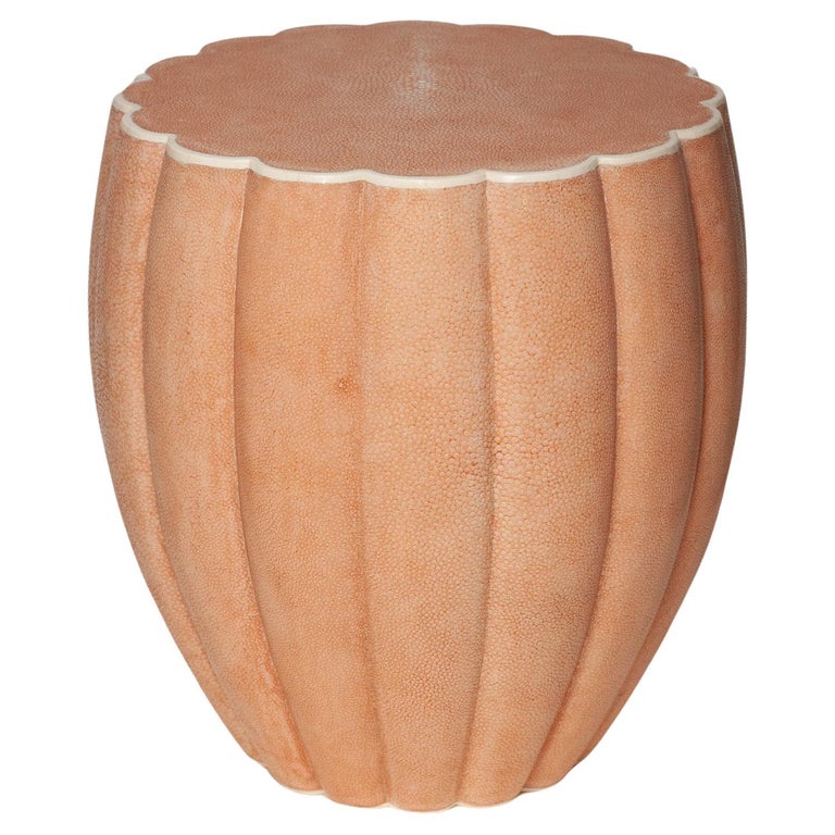 CONTEMPORARY PINK SHAGREEN PETAL DRUM SIDE TABLE