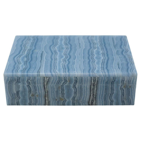 CONTEMPORARY BLUE LACE AGATE BOX WITH HINGED LID