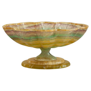 MID CENTURY SCALLOPED BANDED FLUORITE BOWL