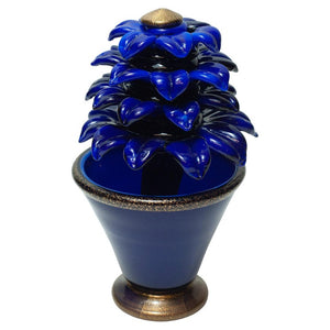 MID CENTURY ELECTRIC BLUE MURANO GLASS FLOWER SCULPTURE