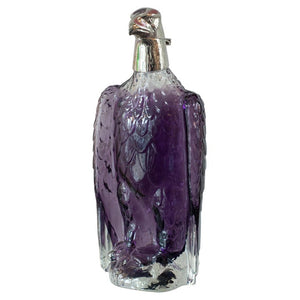 ANTIQUE AMETHYST GLASS & STERLING SILVER EAGLE DECANTER