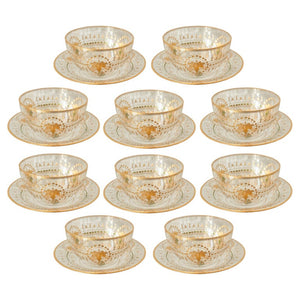 SET OF 10 ANTIQUE BOHEMIAN CRYSTAL BOWLS WITH GILDING