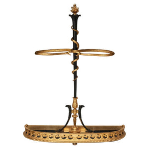 ANTIQUE FRENCH ORMOLU AND METAL UMBRELLA STAND WITH SNAKES