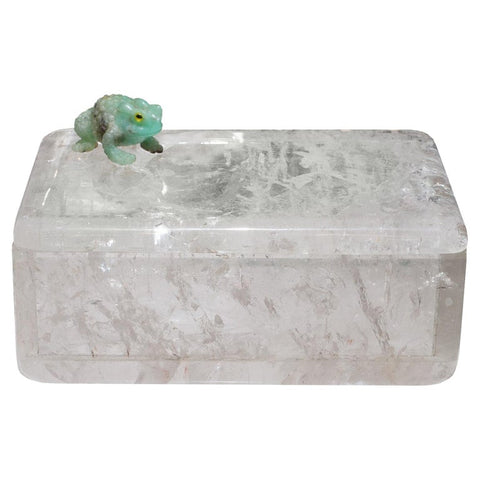 STUDIO MAISON NURITA LARGE ROCK CRYSTAL BOX WITH FROG