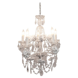 ANTIQUE PORCELAIN & CRYSTAL CHANDELIER