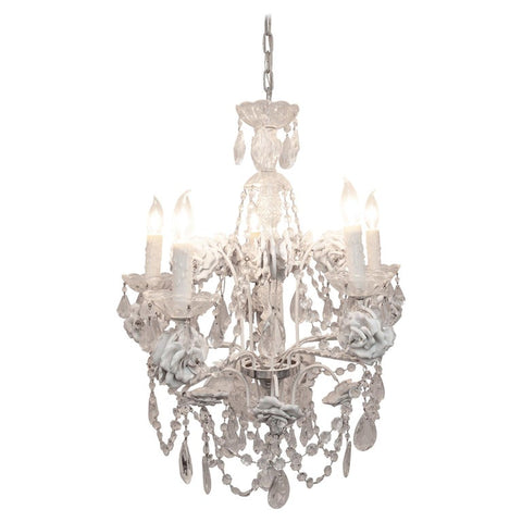 ANTIQUE PORCELAIN & CRYSTAL CHANDELIER