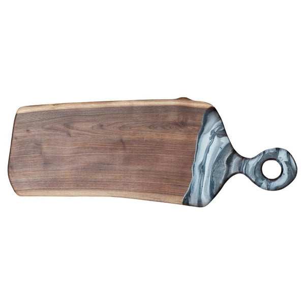 CONTEMPORARY LARGE WALNUT SERVING BOARD WITH ACRYLIC HANDLE