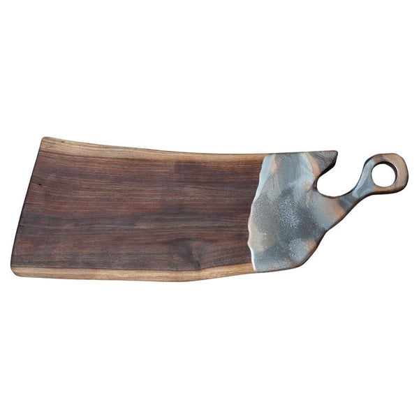 CONTEMPORARY LARGE WALNUT SERVING BOARD WITH ACRYLIC HANDLE