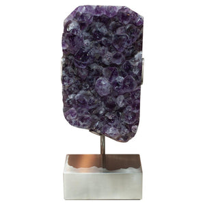 STUDIO MAISON NURITA LARGE AMETHYST SPECIMEN ON CUSTOM BRUSHED NICKEL BASE