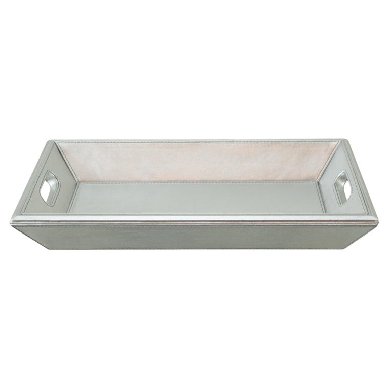 CONTEMPORARY METALLIC LEATHER TRAY