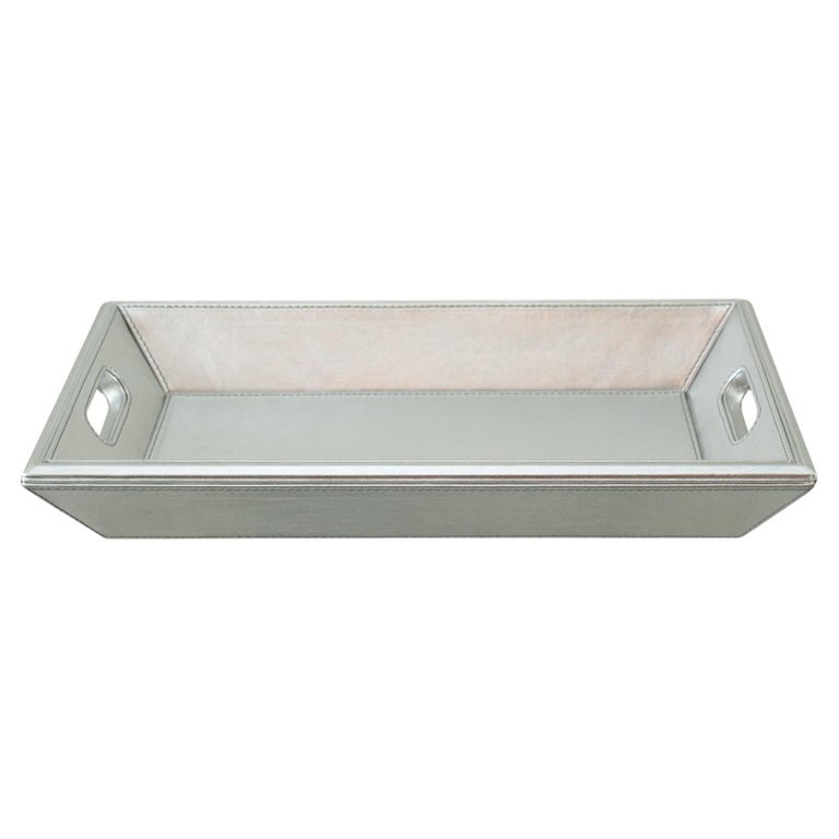 CONTEMPORARY METALLIC LEATHER TRAY