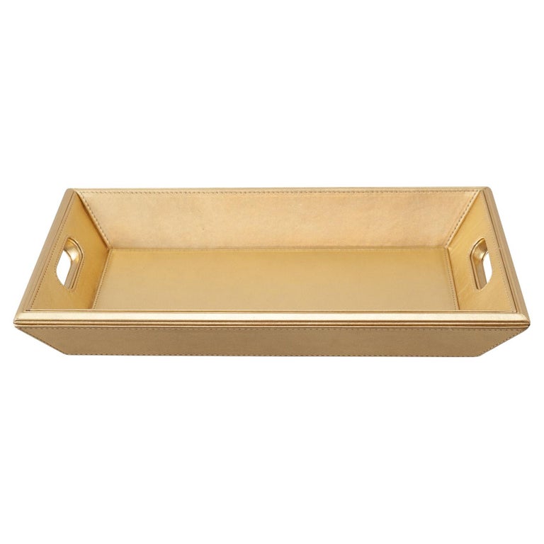 CONTEMPORARY METALLIC LEATHER TRAY