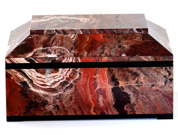 CONTEMPORARY RED JASPER BOX WITH HINGED LID