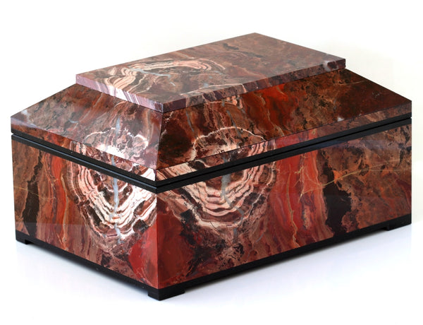 CONTEMPORARY RED JASPER BOX WITH HINGED LID
