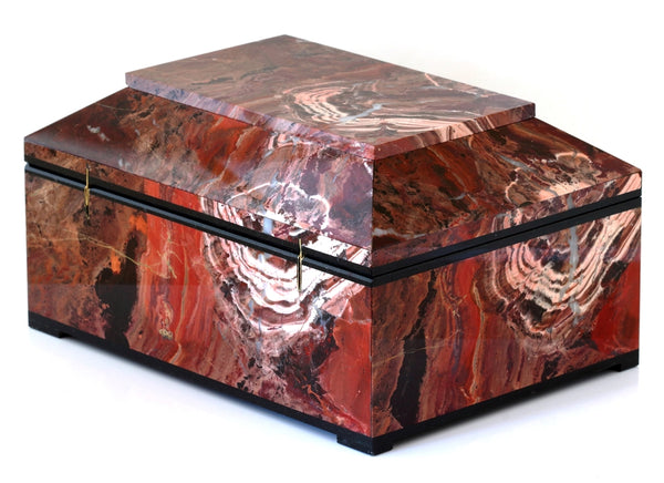 CONTEMPORARY RED JASPER BOX WITH HINGED LID