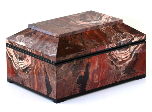 CONTEMPORARY RED JASPER BOX WITH HINGED LID