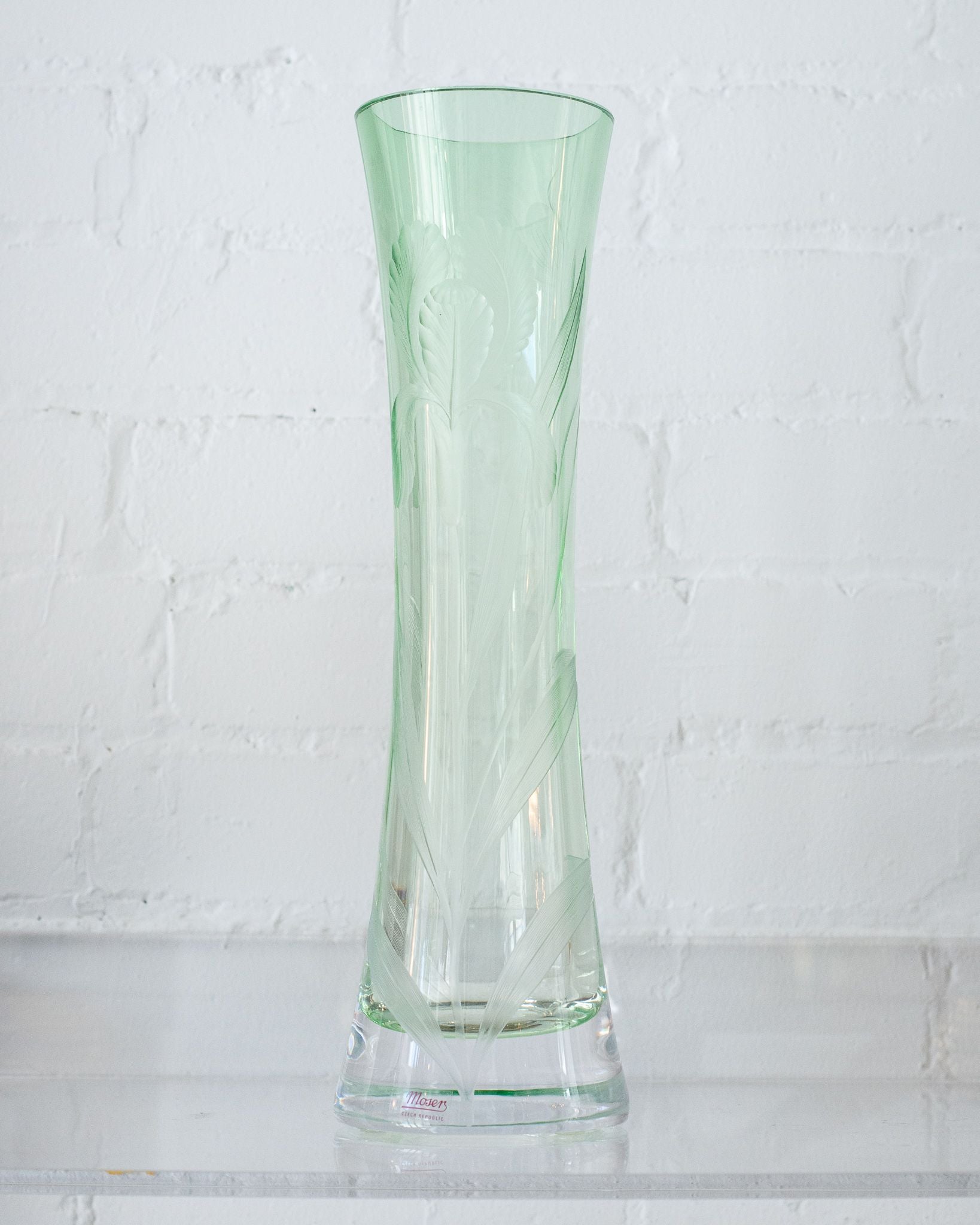 CONTEMPORARY GREEN MOSER IRIS VASE