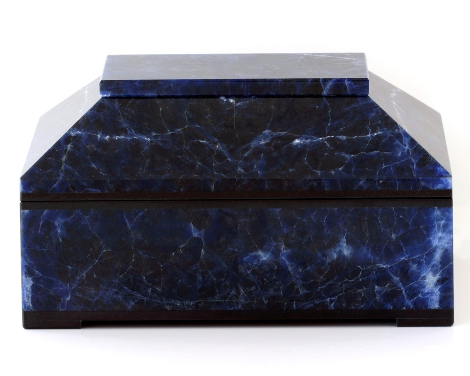 CONTEMPORARY BLUE SODALITE BOX WITH HINGED LID