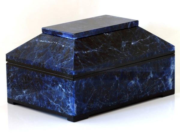 CONTEMPORARY BLUE SODALITE BOX WITH HINGED LID