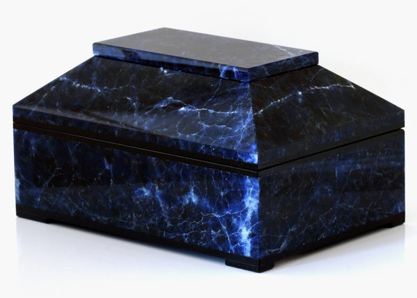 CONTEMPORARY BLUE SODALITE BOX WITH HINGED LID