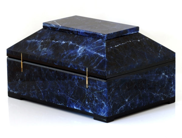 CONTEMPORARY BLUE SODALITE BOX WITH HINGED LID