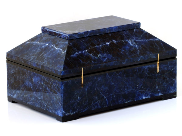 CONTEMPORARY BLUE SODALITE BOX WITH HINGED LID