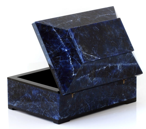 CONTEMPORARY BLUE SODALITE BOX WITH HINGED LID