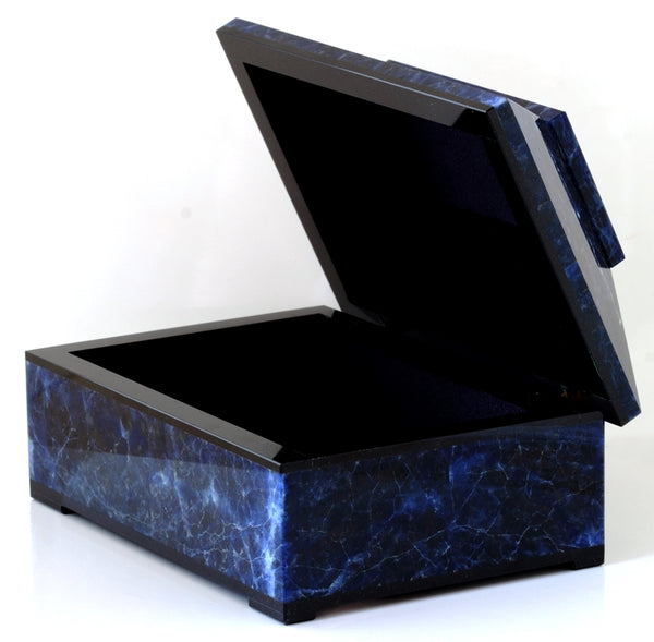 CONTEMPORARY BLUE SODALITE BOX WITH HINGED LID