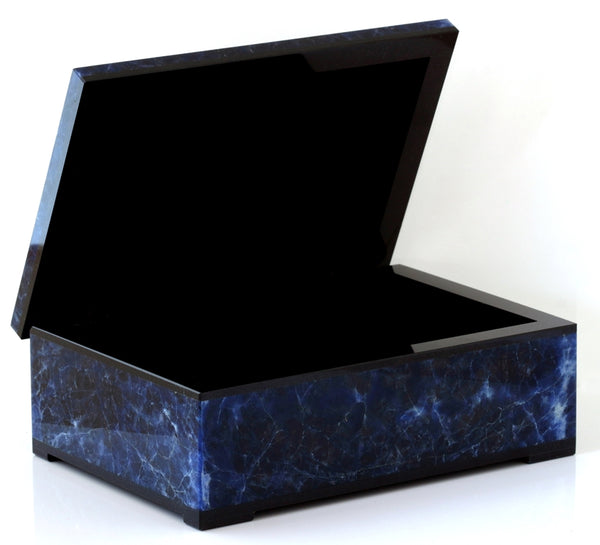 CONTEMPORARY BLUE SODALITE BOX WITH HINGED LID