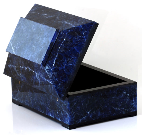 CONTEMPORARY BLUE SODALITE BOX WITH HINGED LID